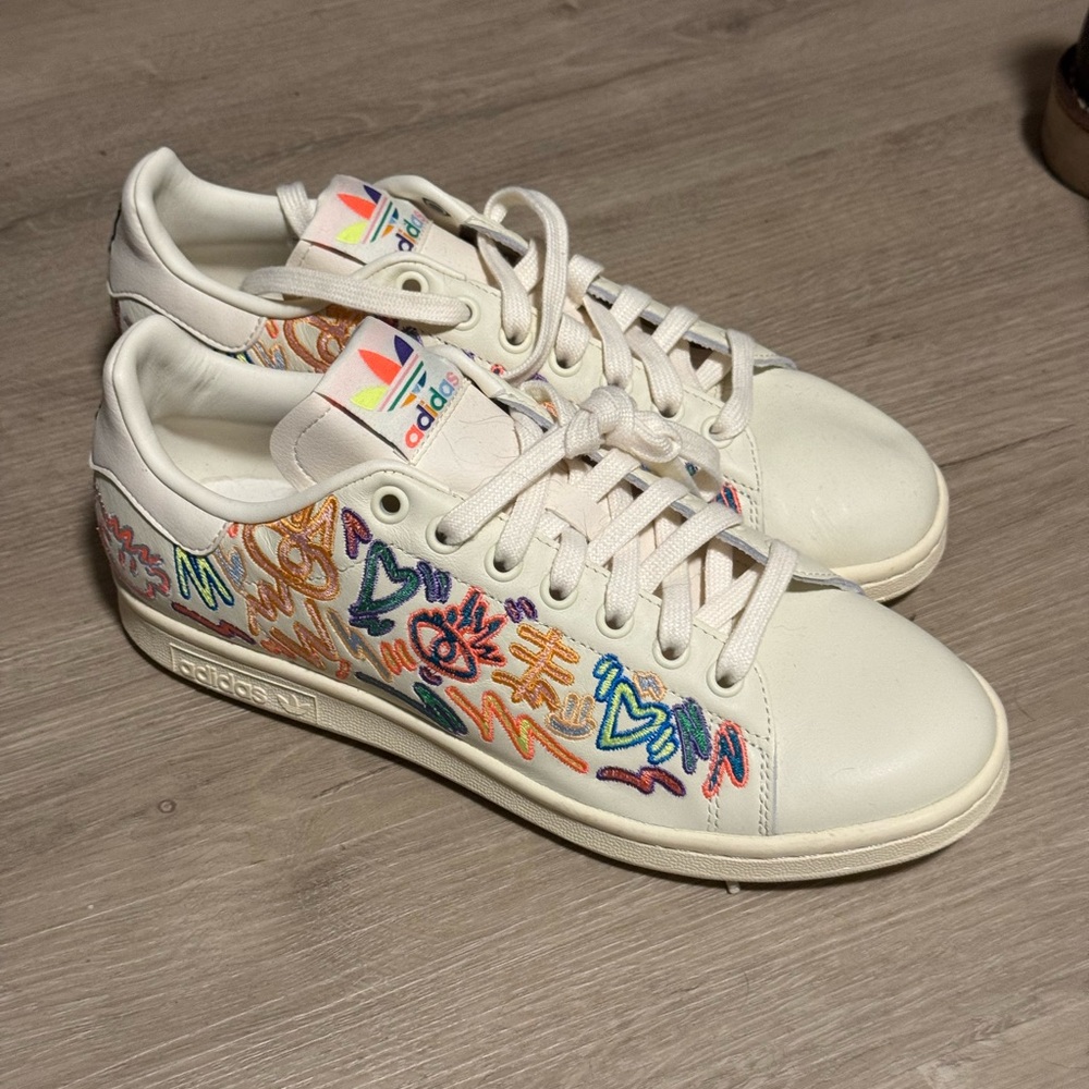 Adidas Men’s White Sneakers with Colorful Accents